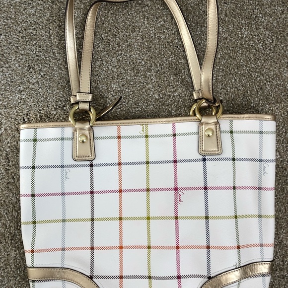 Coach Peyton Tattersall Multicolor Plaid Tote - Picture 3 of 6